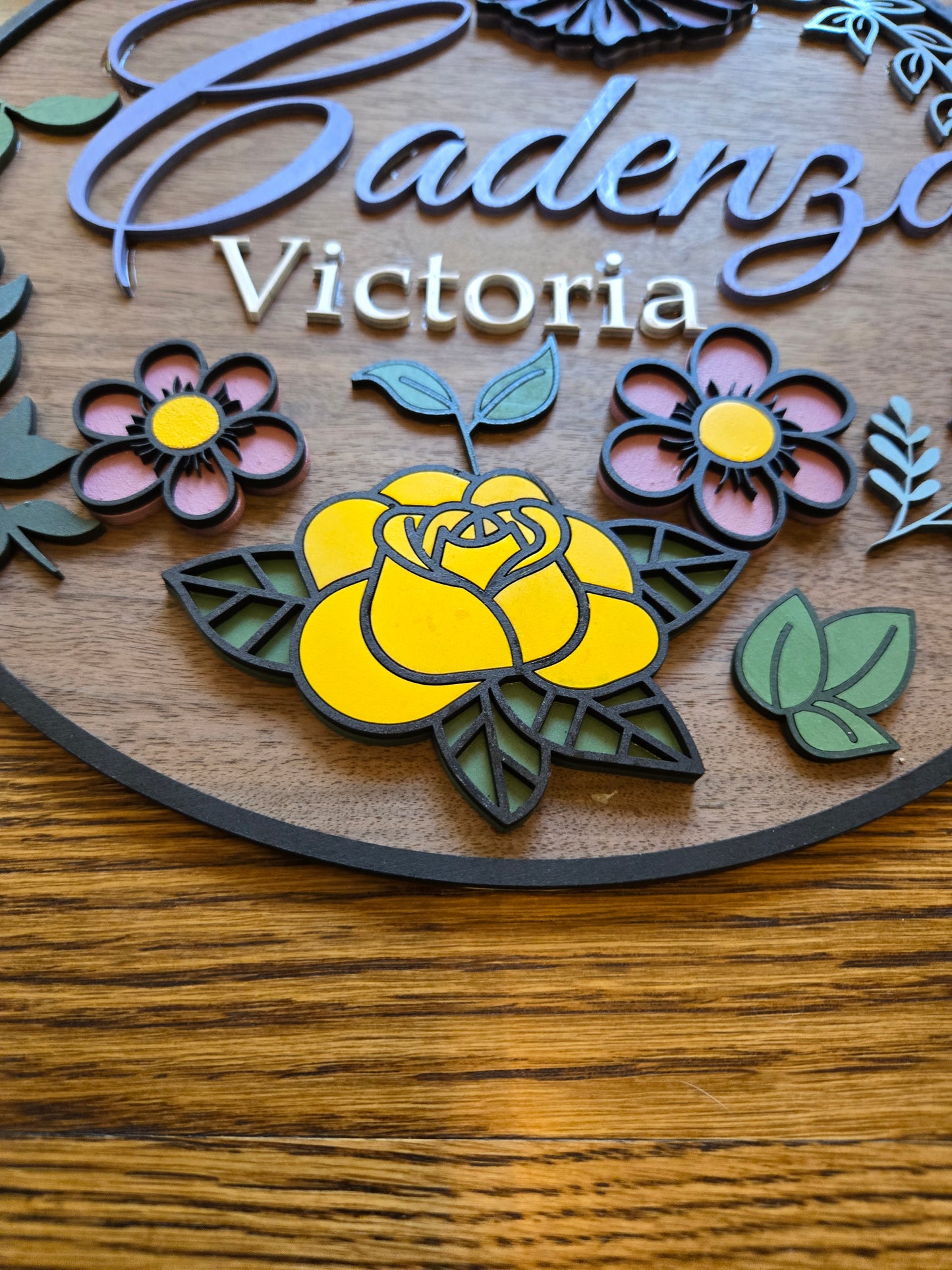 Personalized Wood Flower Name Sign