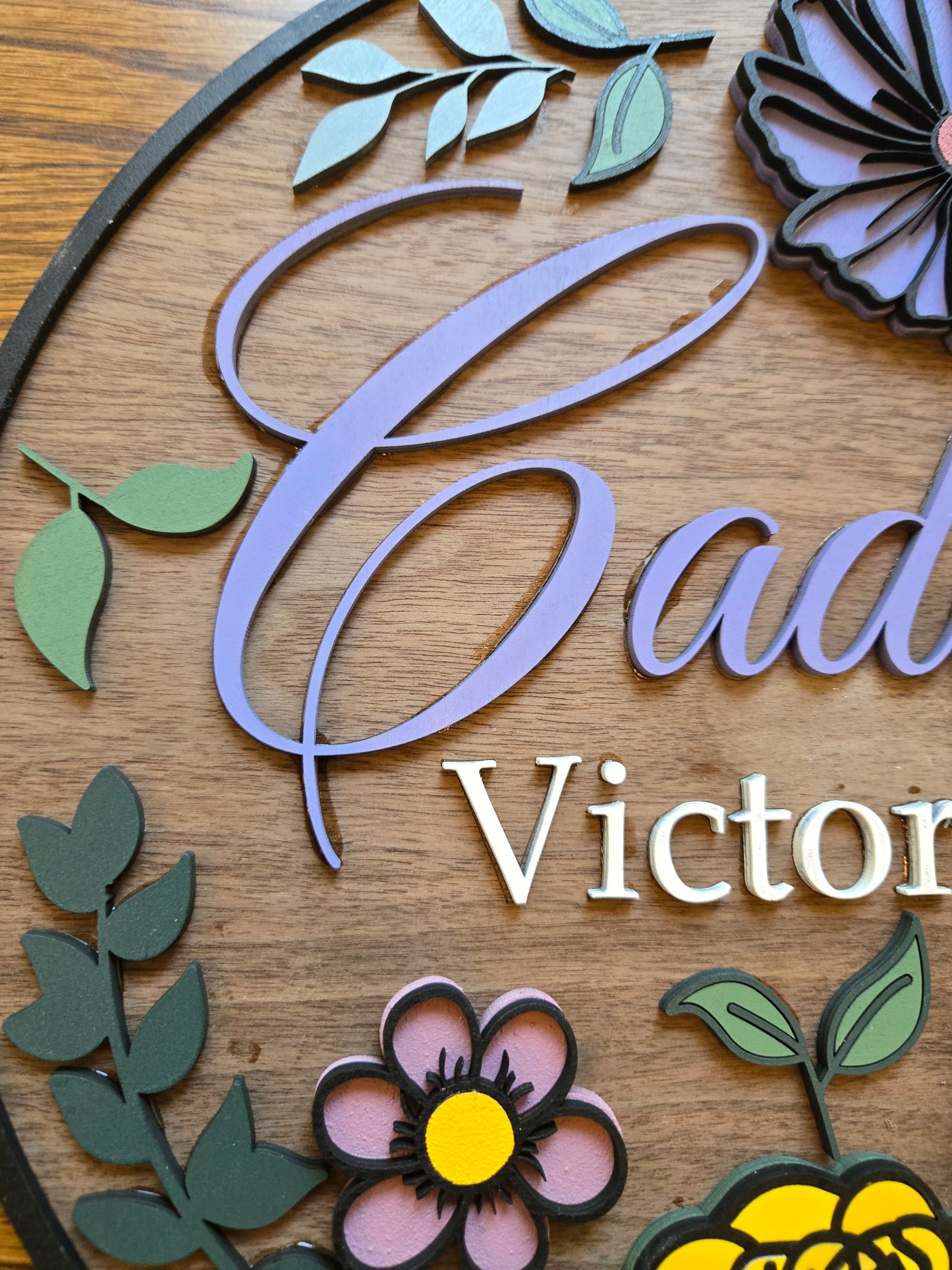 Personalized Wood Flower Name Sign