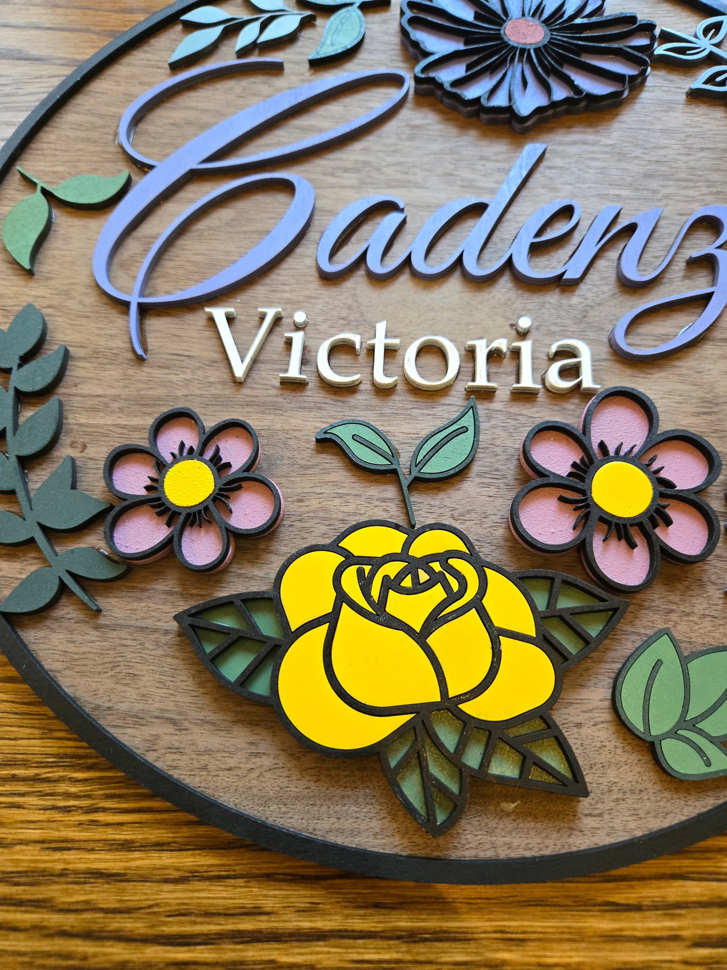 Personalized Wood Flower Name Sign